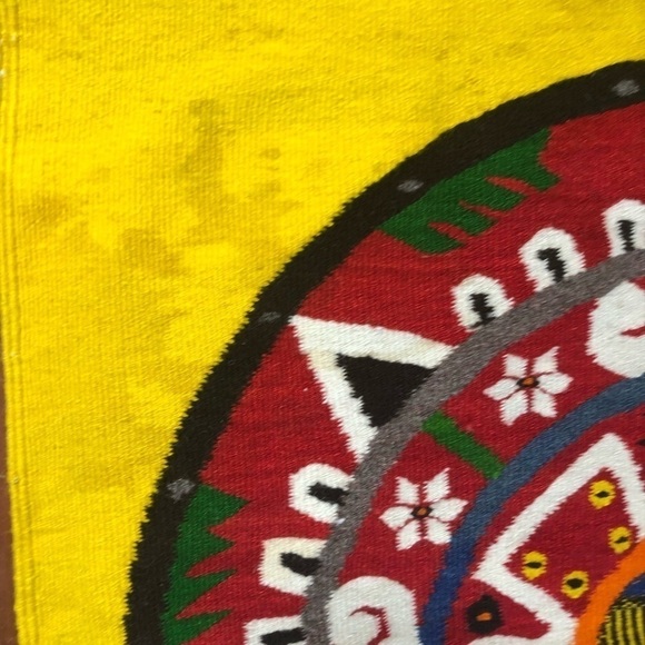 Vintage Yellow Aztec Calendar Rug Runner Tapestry - Picture 8 of 8